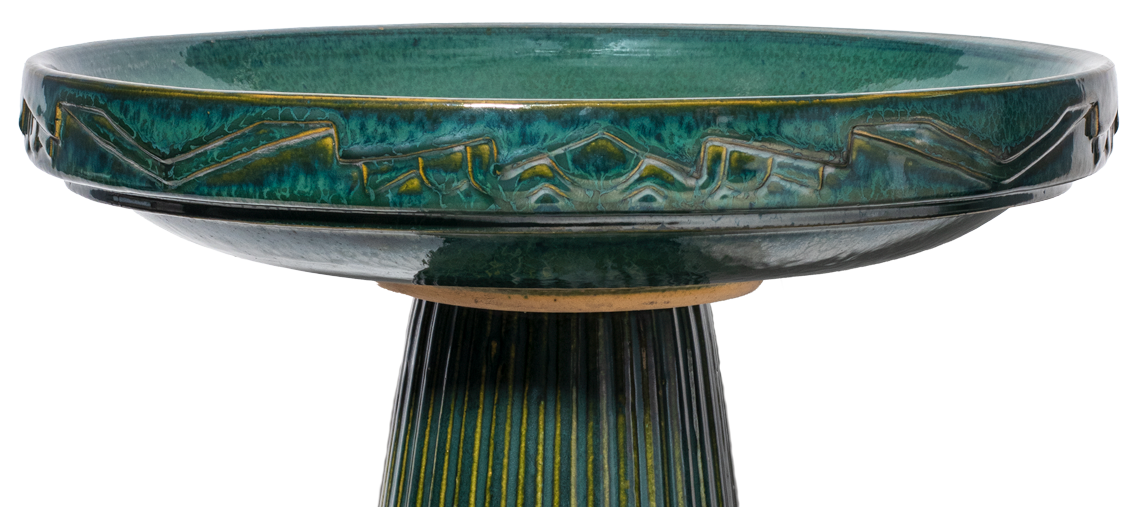 Art Deco Birdbath Top - Copper Green