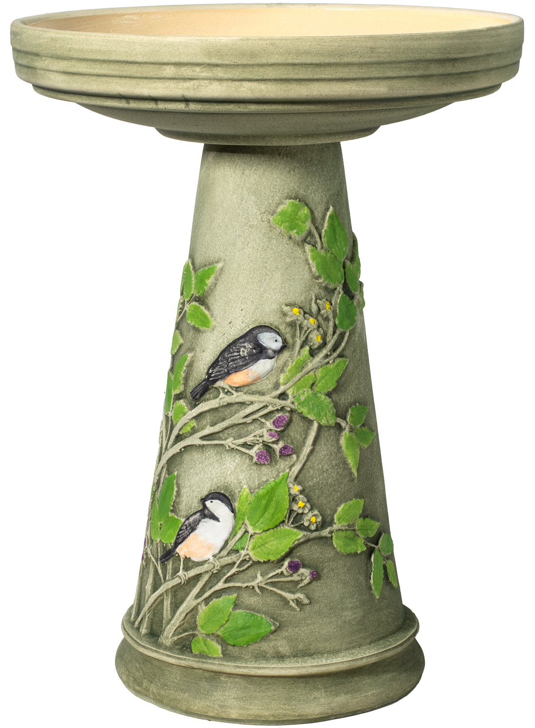 Handpainted Chickadee Birdbath Set