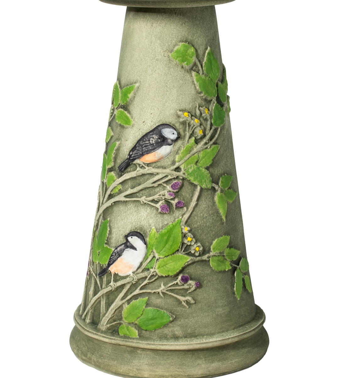Handpainted Chickadee Pedestal - Aged