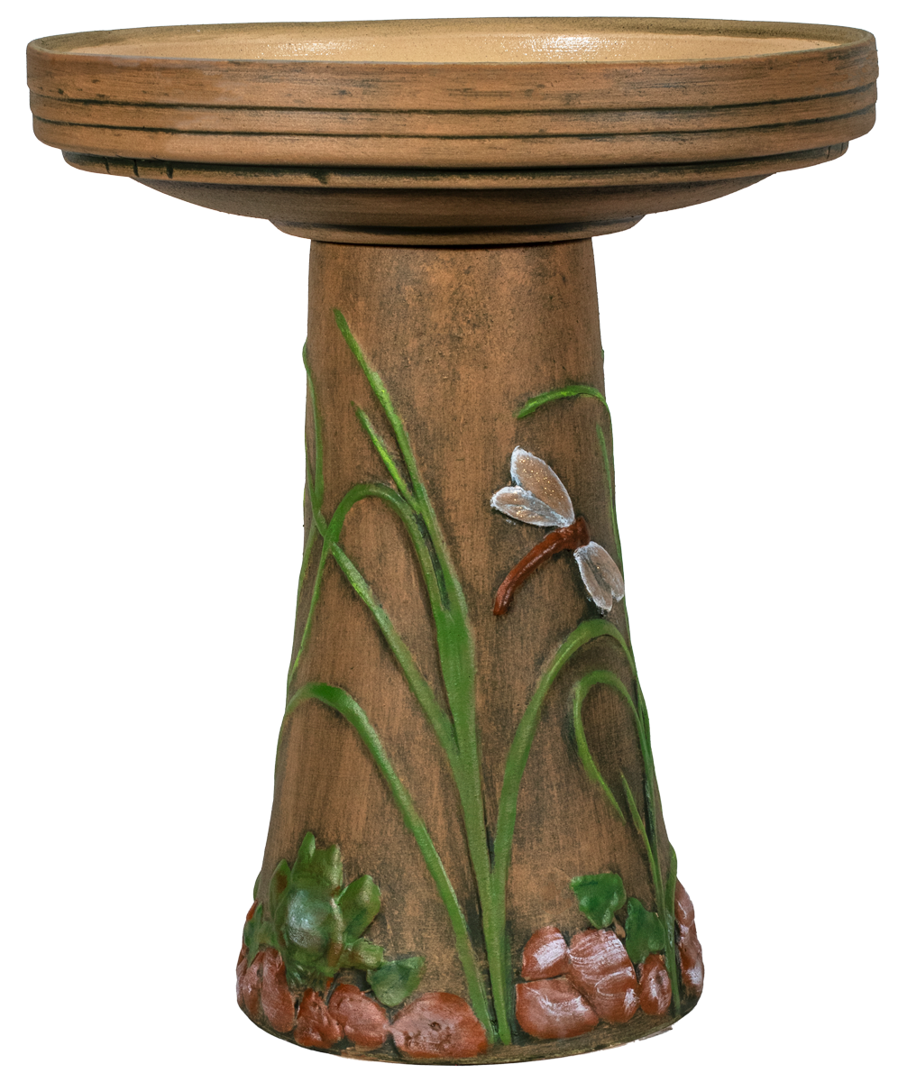 Handpainted DragonFly Birdbath Set