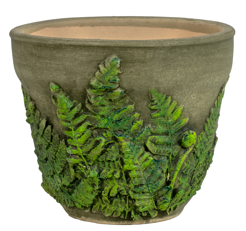 Handpainted Fern 8" Planter - Aged