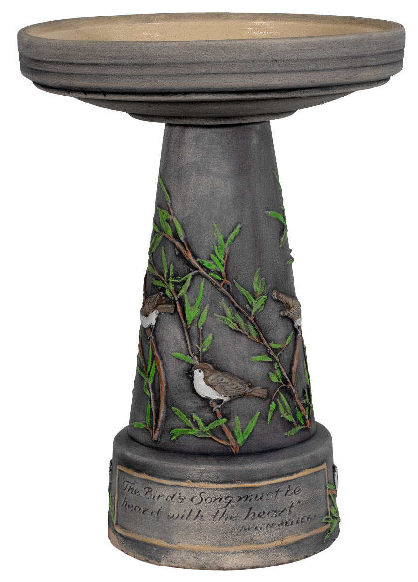 Handpainted Songbird Birdbath Set