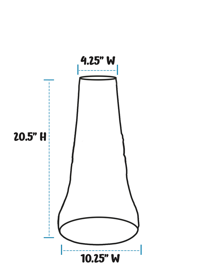 A simple line drawing of a Birdbath Pedestal with dimension labels: 4.25" width at the top, 20.