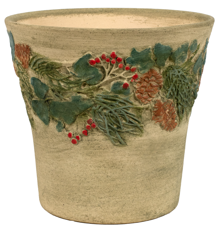 Handpainted Holiday Planter Aged BurleyPottery