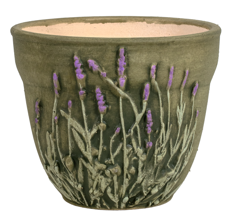 Handpainted Lavender 8" Planter - Aged