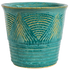 American Made indoor ceramic planter. Art deco style design in a turquoise glaze color