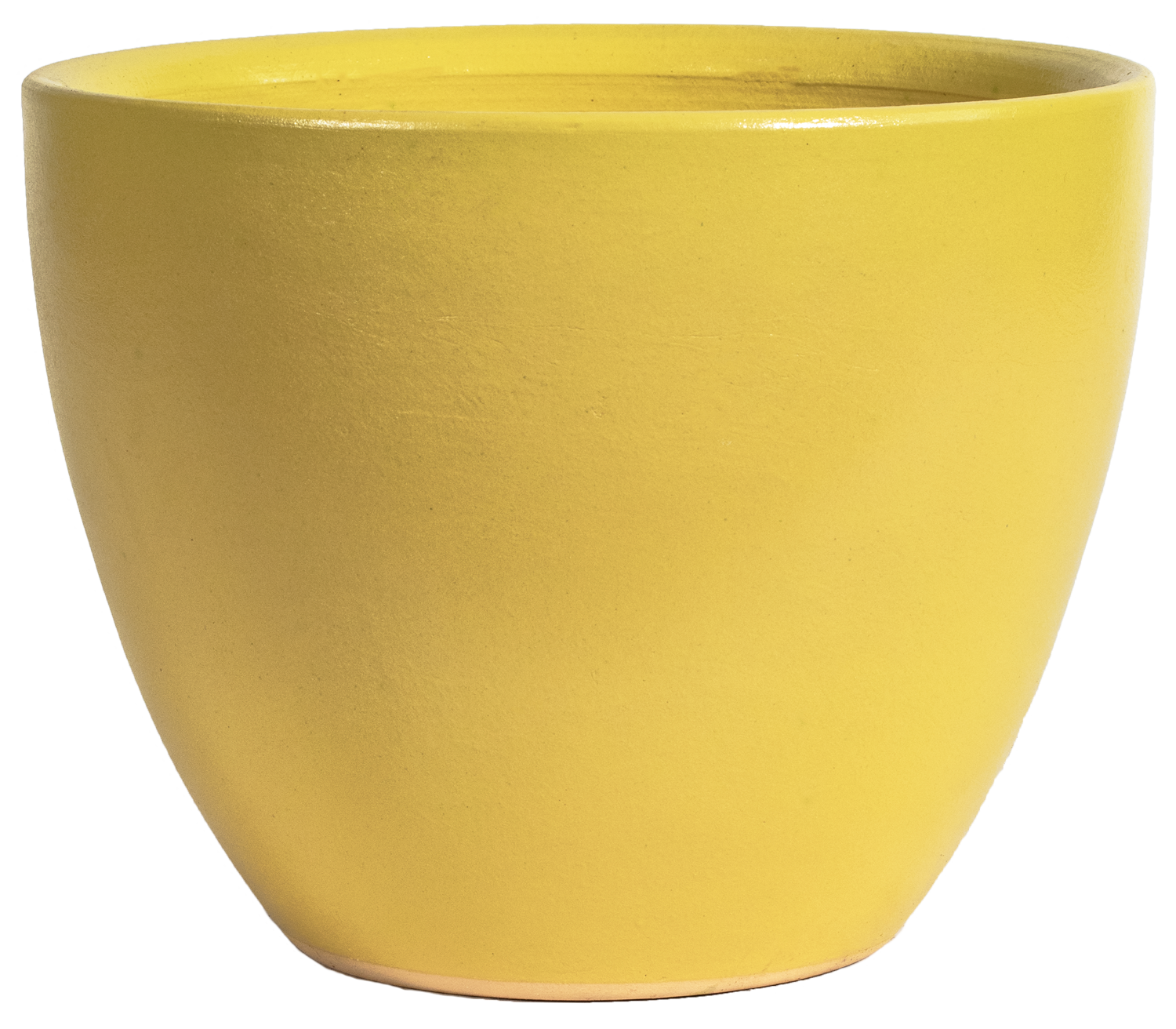 simple modern round egg planter in yellow glaze