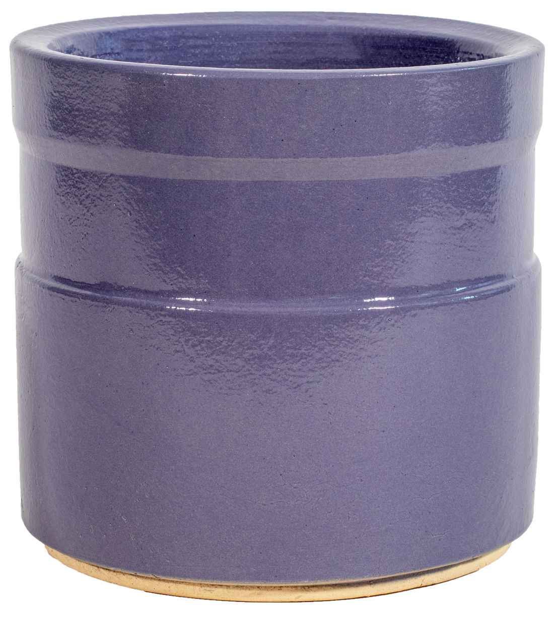 small ceramic cylinder planter in lavender purple glaze