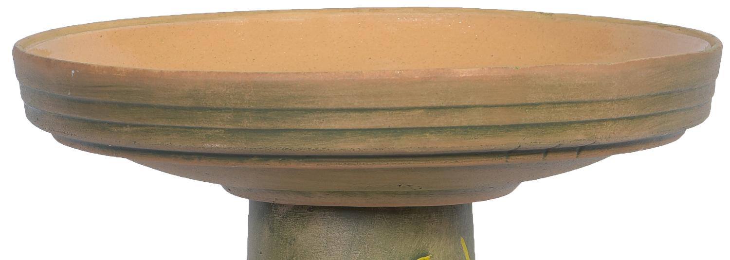 locking ceramic brown aged birdbath top