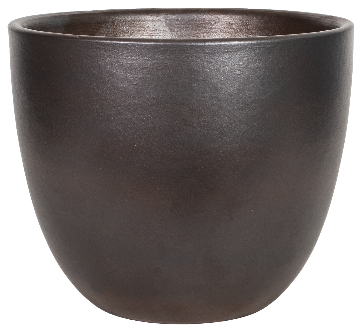 simple modern round egg planter in brown glaze