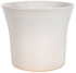 flared round white glazed ceramic planter
