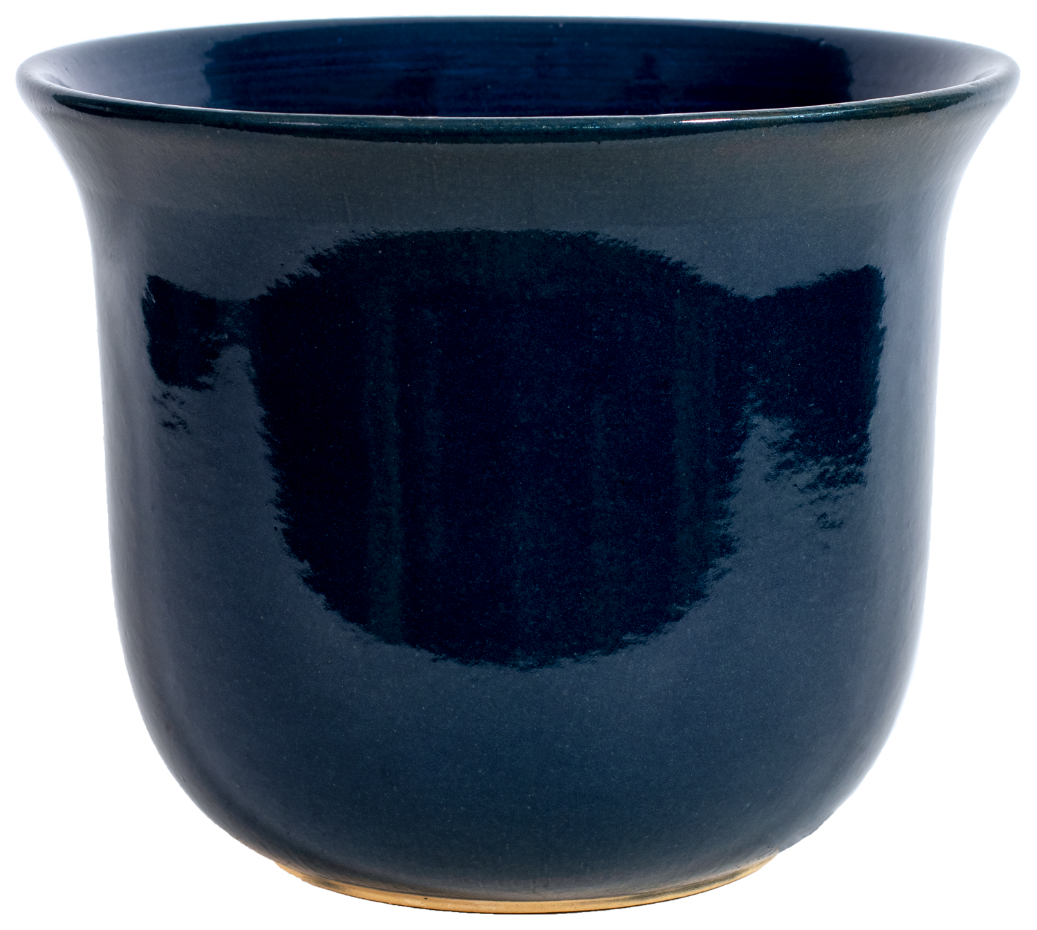 large ceramic blue planter in a bell shape