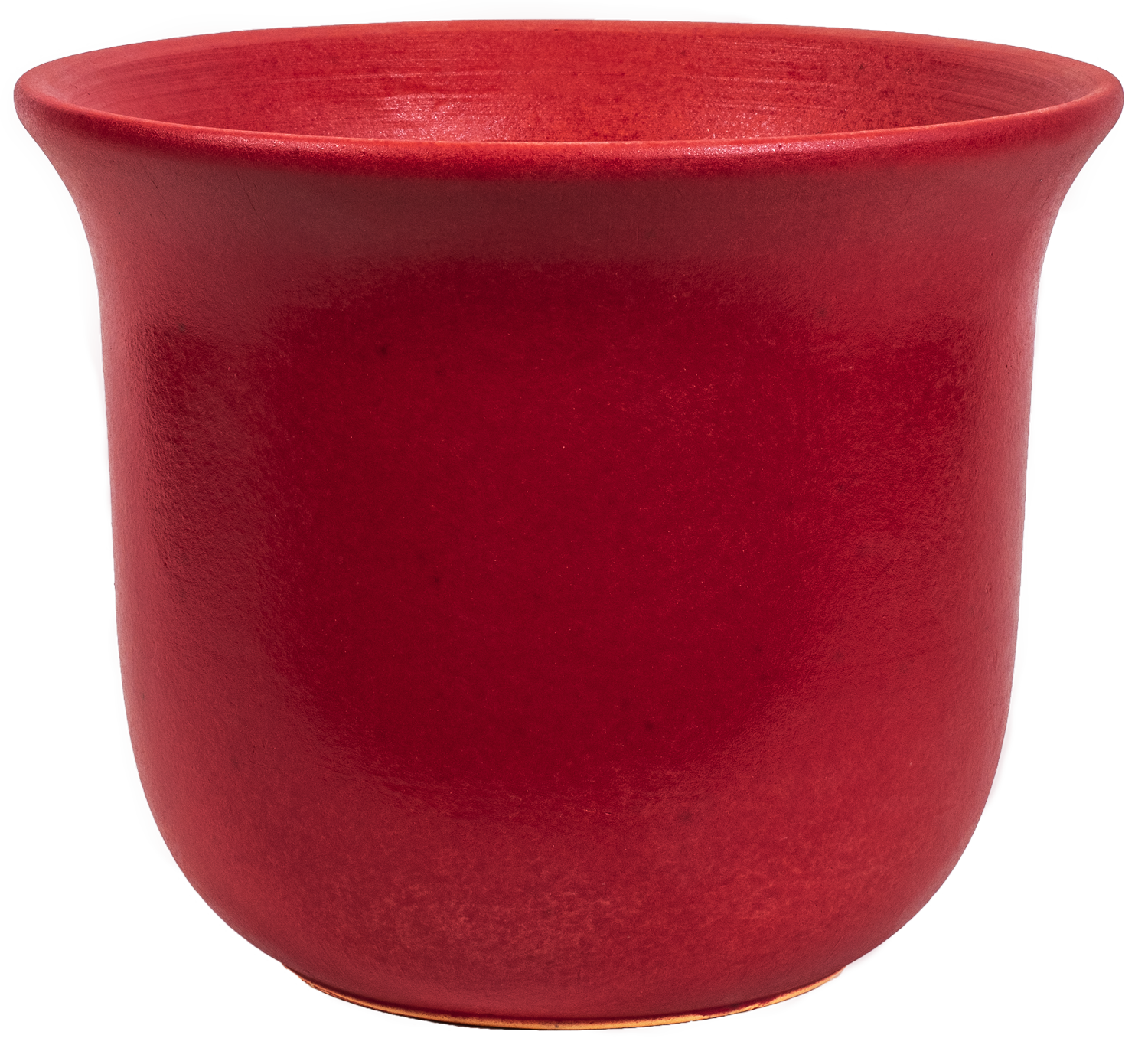large ceramic red planter in a bell shape