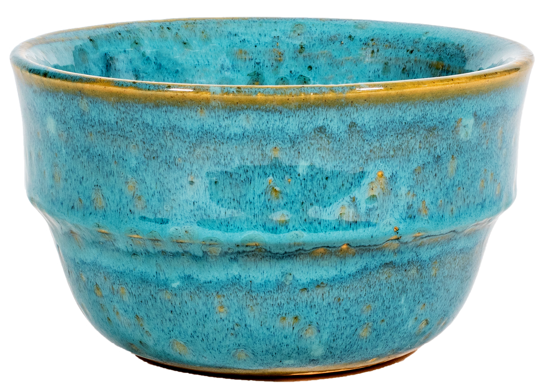 small rounded bowl planter in turquoise glaze