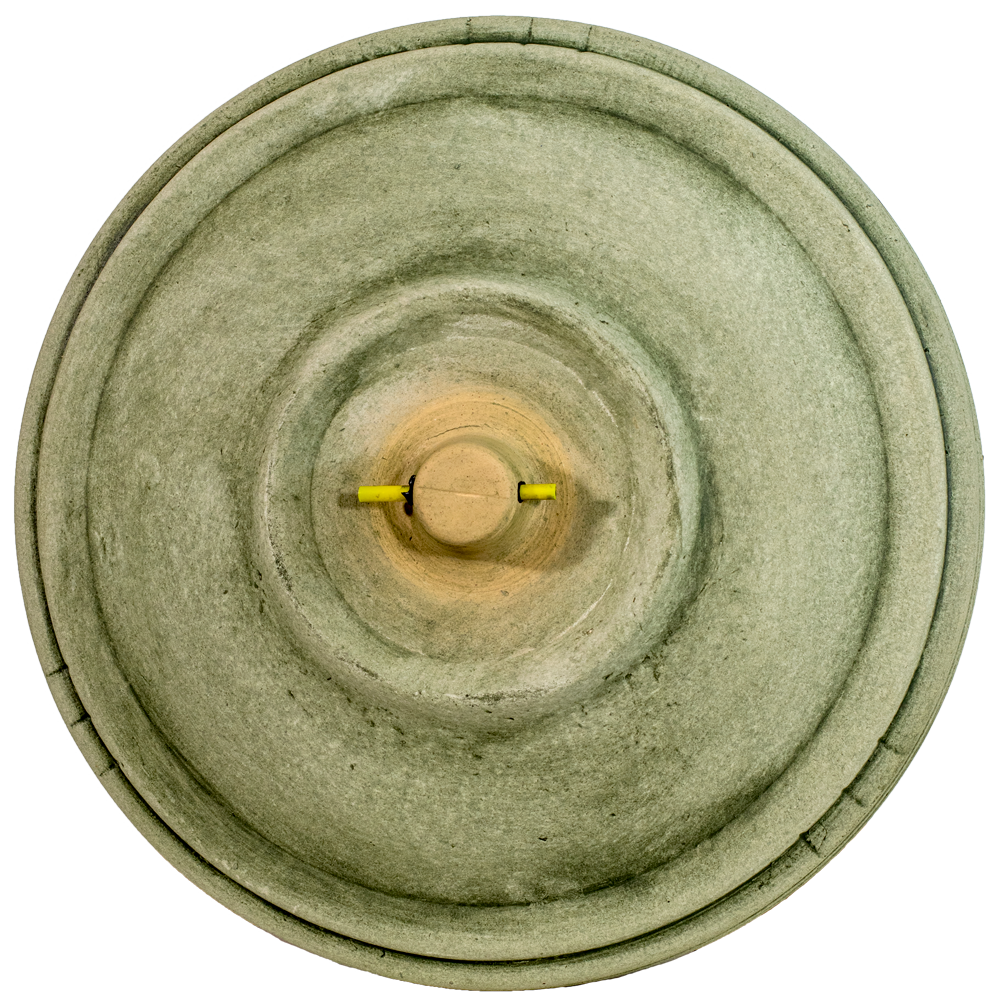 locking ceramic green aged birdbath top back side