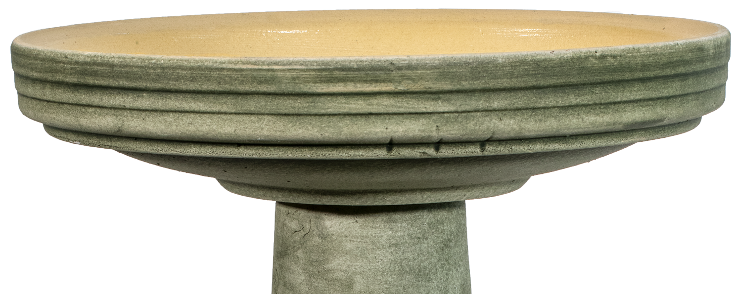 locking ceramic green aged birdbath top