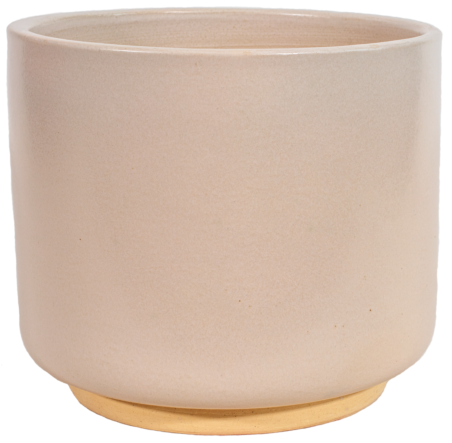 medium white ceramic cylinder planter in a modern style with small pedestal foot