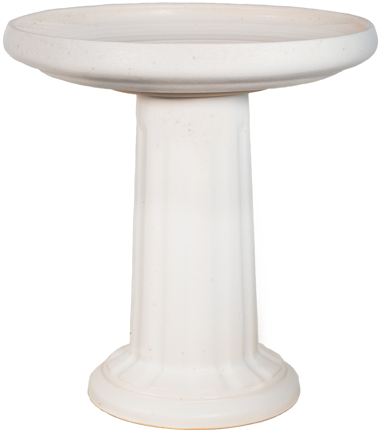 Ceramic white birdbath set with modern clean column design