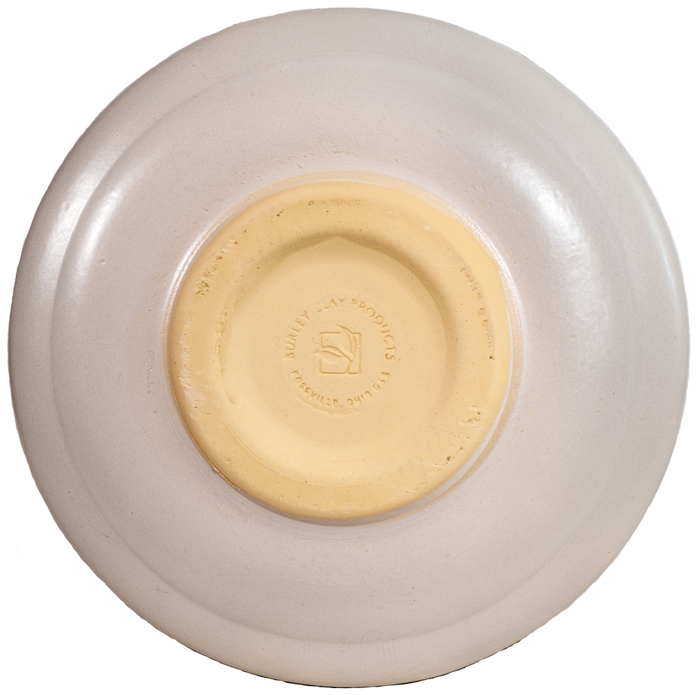 Ceramic white birdbath top with modern clean smooth design view of back