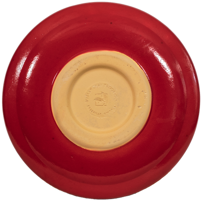 Ceramic red birdbath top with modern clean smooth design backside