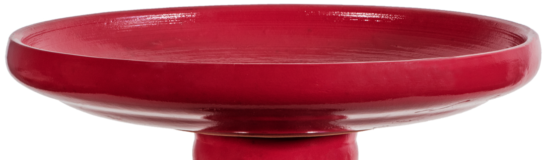 large red modern ceramic birdbath top
