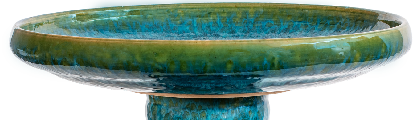large turquoise modern ceramic birdbath top