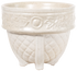 large ceramic white planter with quilted pattern and flower design