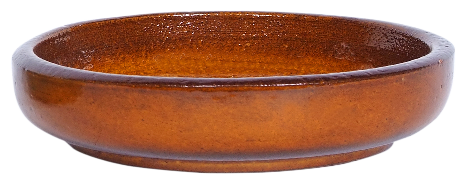 small shallow dish planter in orange brown color