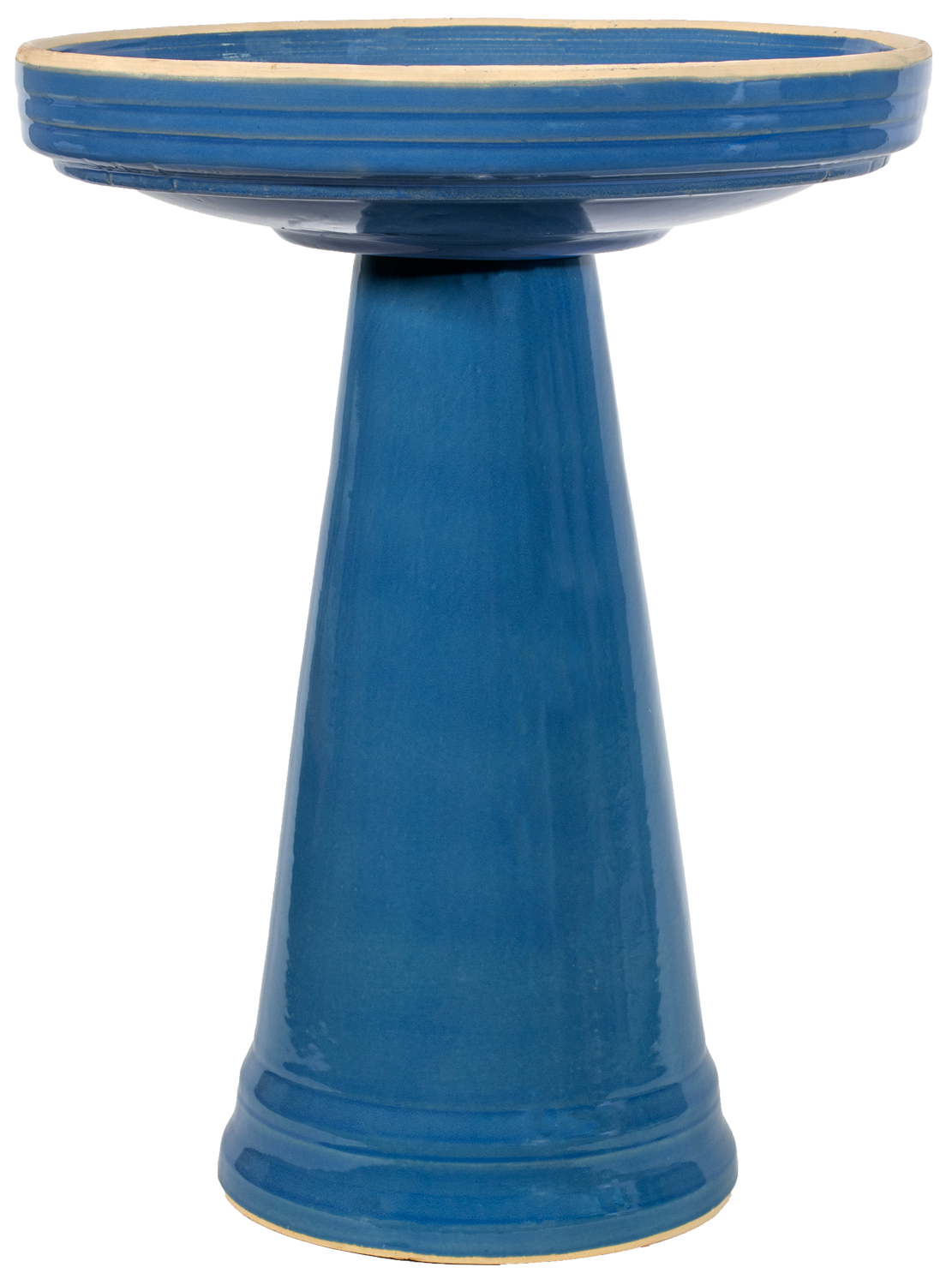 ceramic light blue birdbath with simple modern smooth design