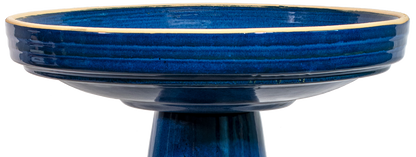 locking ceramic birdbath top in dark blue glaze.