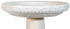 ceramic white birdbath top with large leaf pattern and birds