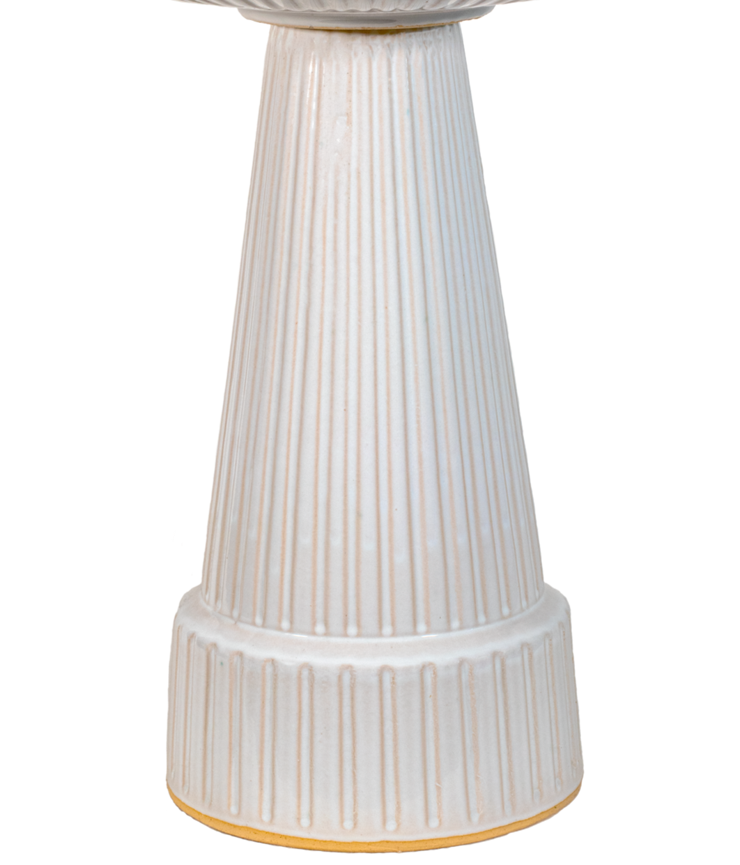 ceramic white glazed pedestal with vertical stripes