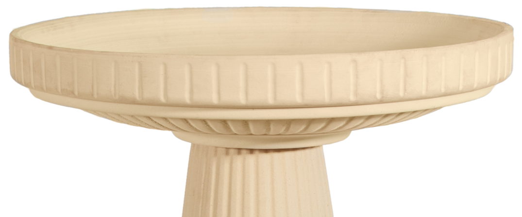 Ceramic plain clay natural birdbath top with stripes