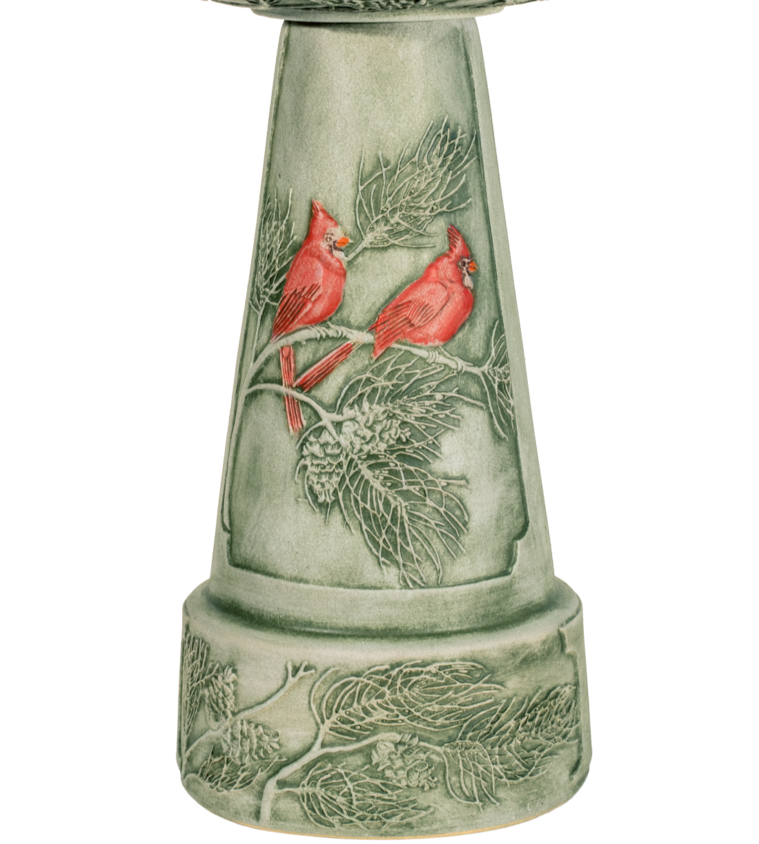 Handpainted Winter Cardinal Pedestal Aged BurleyPottery