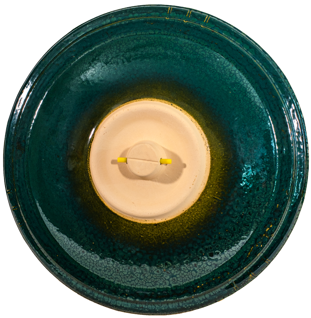 ceramic green locking birdbath top with simple modern smooth design