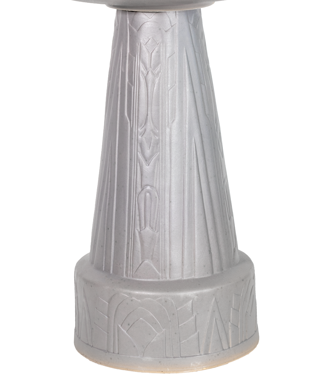 ceramic gray birdbath pedestal with deco style design