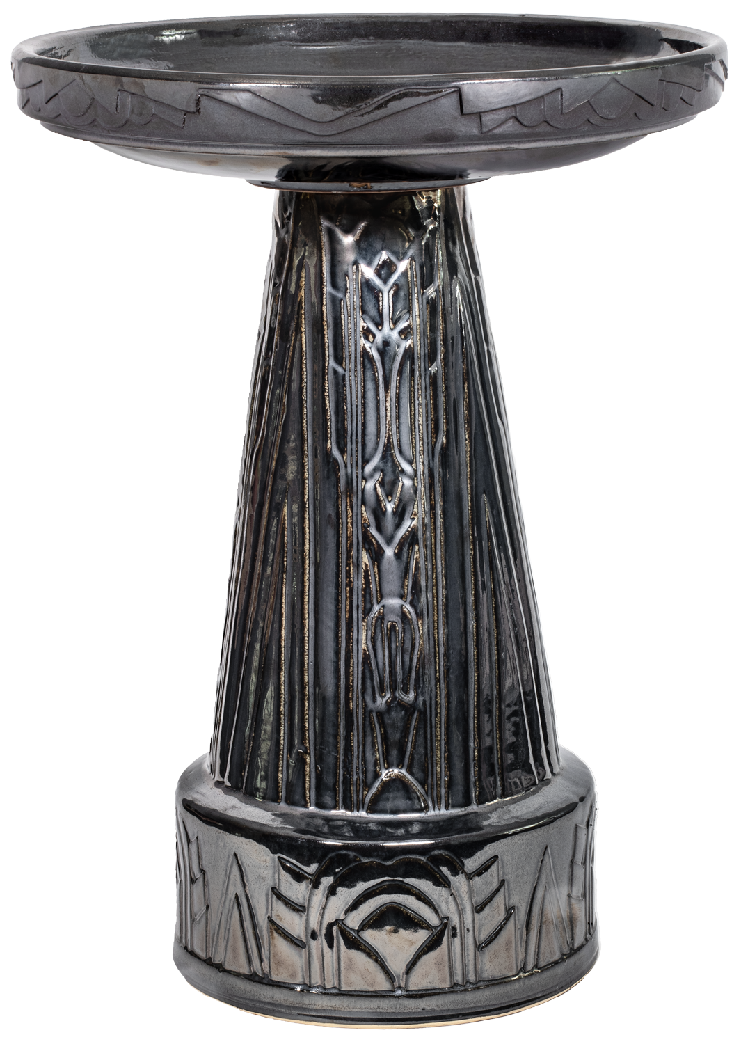 Art Deco Birdbath Set - Mirror Black