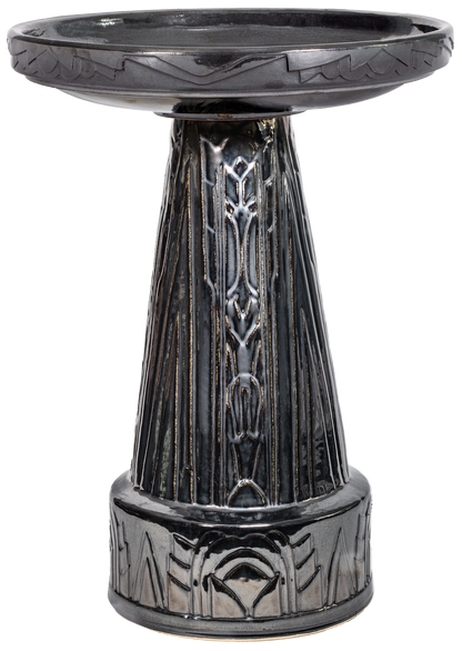 Art Deco Birdbath Set - Mirror Black