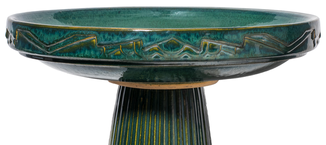 Art Deco Birdbath Top - Copper Green