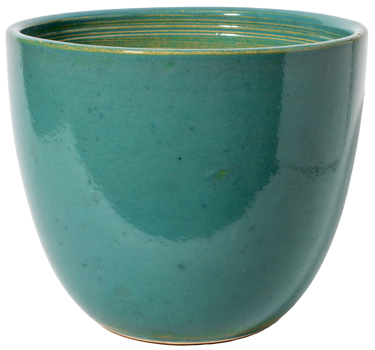 simple modern round egg planter in Turquoise glaze