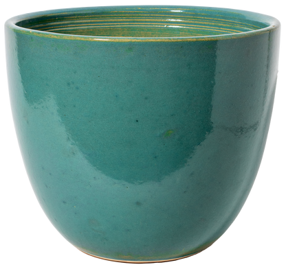 simple modern round egg planter in Turquoise glaze