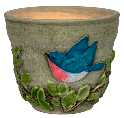 Handpainted BlueBird 8&quot; Planter - Aged