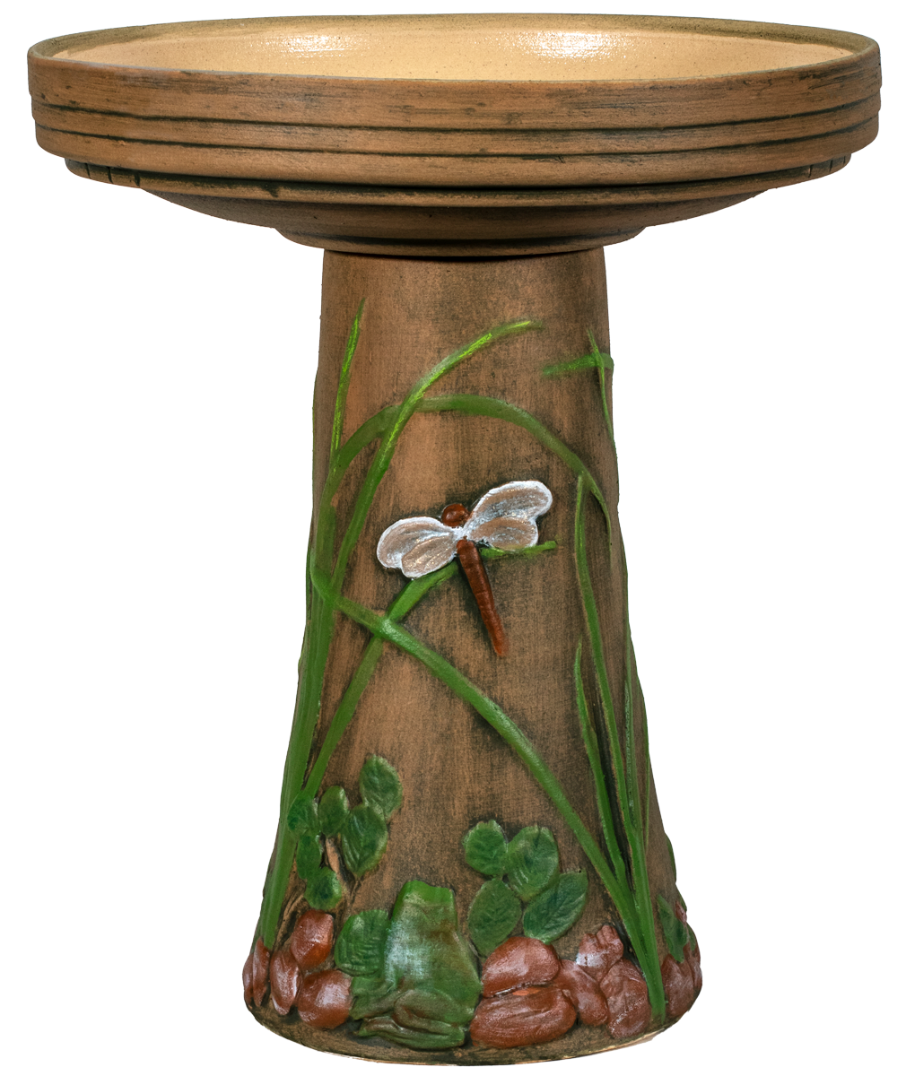 Handpainted DragonFly Birdbath Set