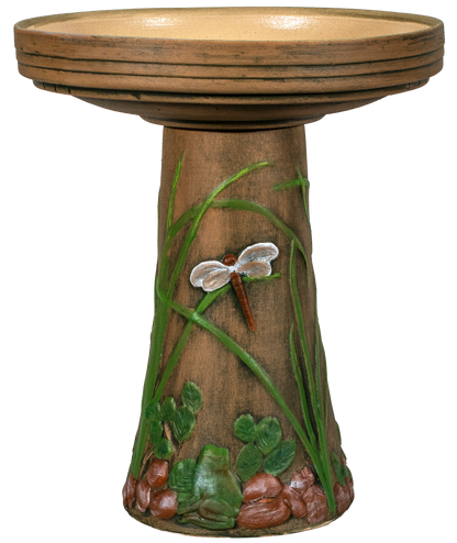 Handpainted DragonFly Birdbath Set