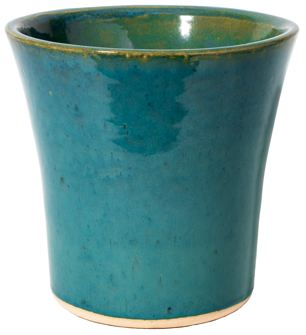 tall fluted turquoise ceramic planter