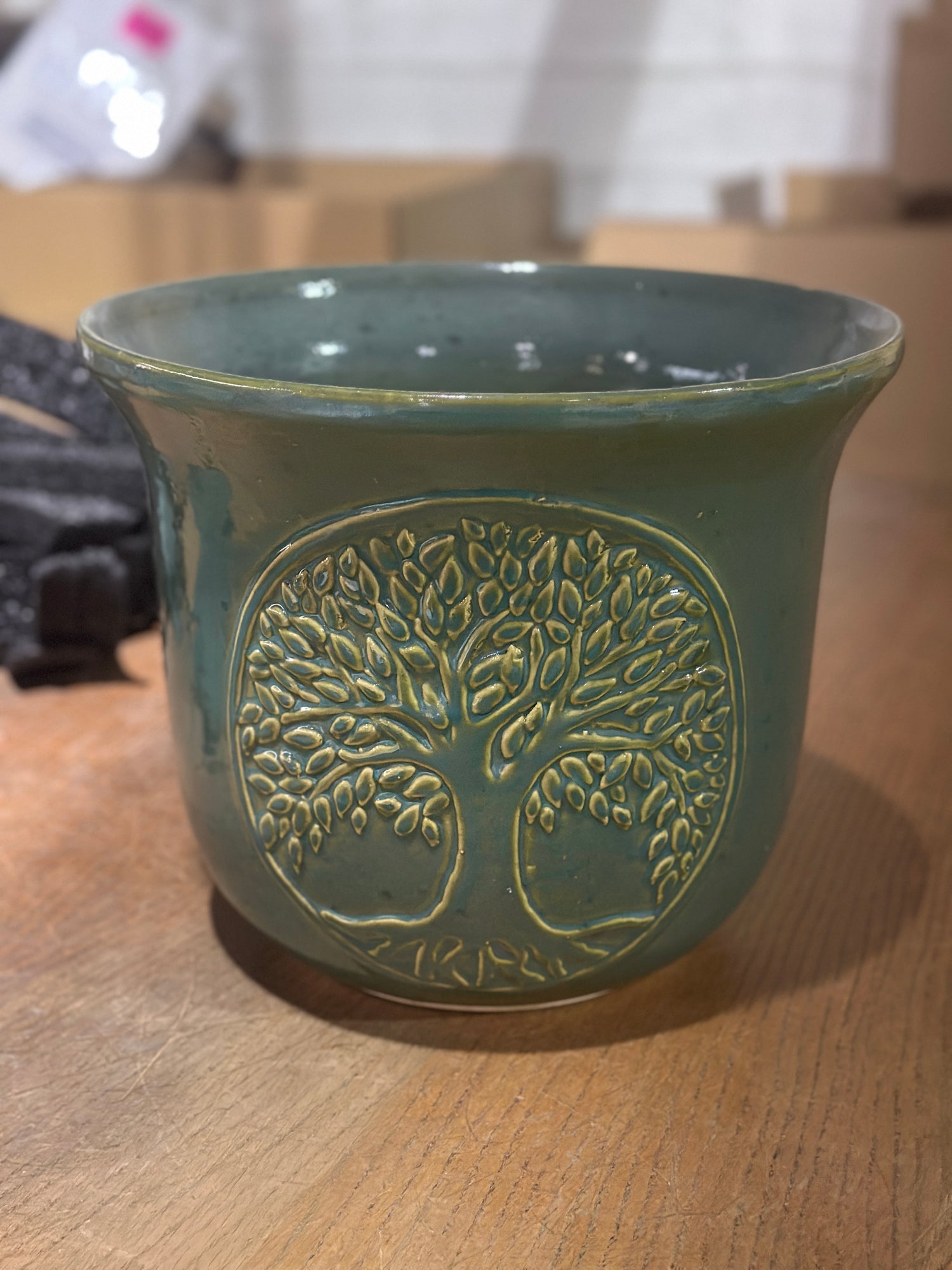 Tree of Life 12" Planter - Mosaic Turquoise