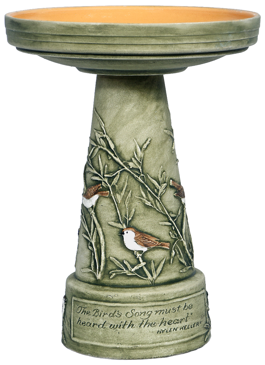 Handpainted Songbird Birdbath Set