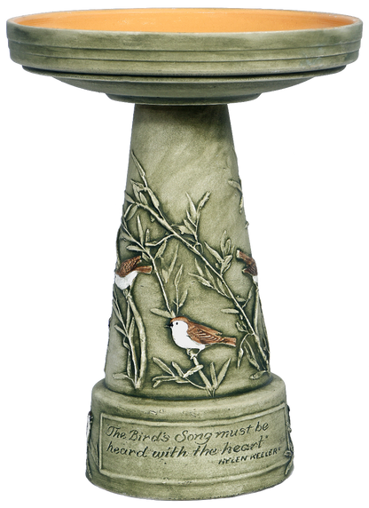 Handpainted Songbird Birdbath Set