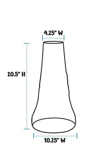 A simple line drawing of a Birdbath Pedestal with dimension labels: 4.25" width at the top, 20.