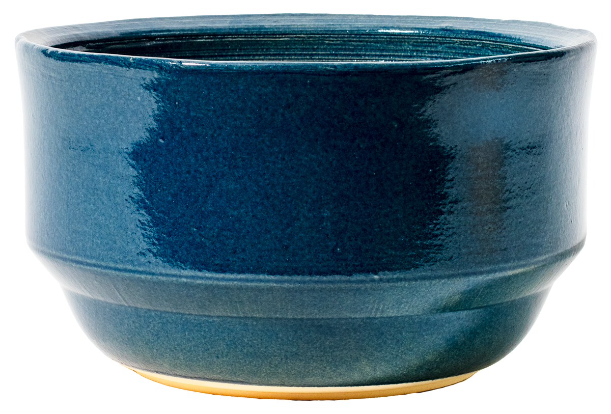 medium rounded bowl planter in blue glaze